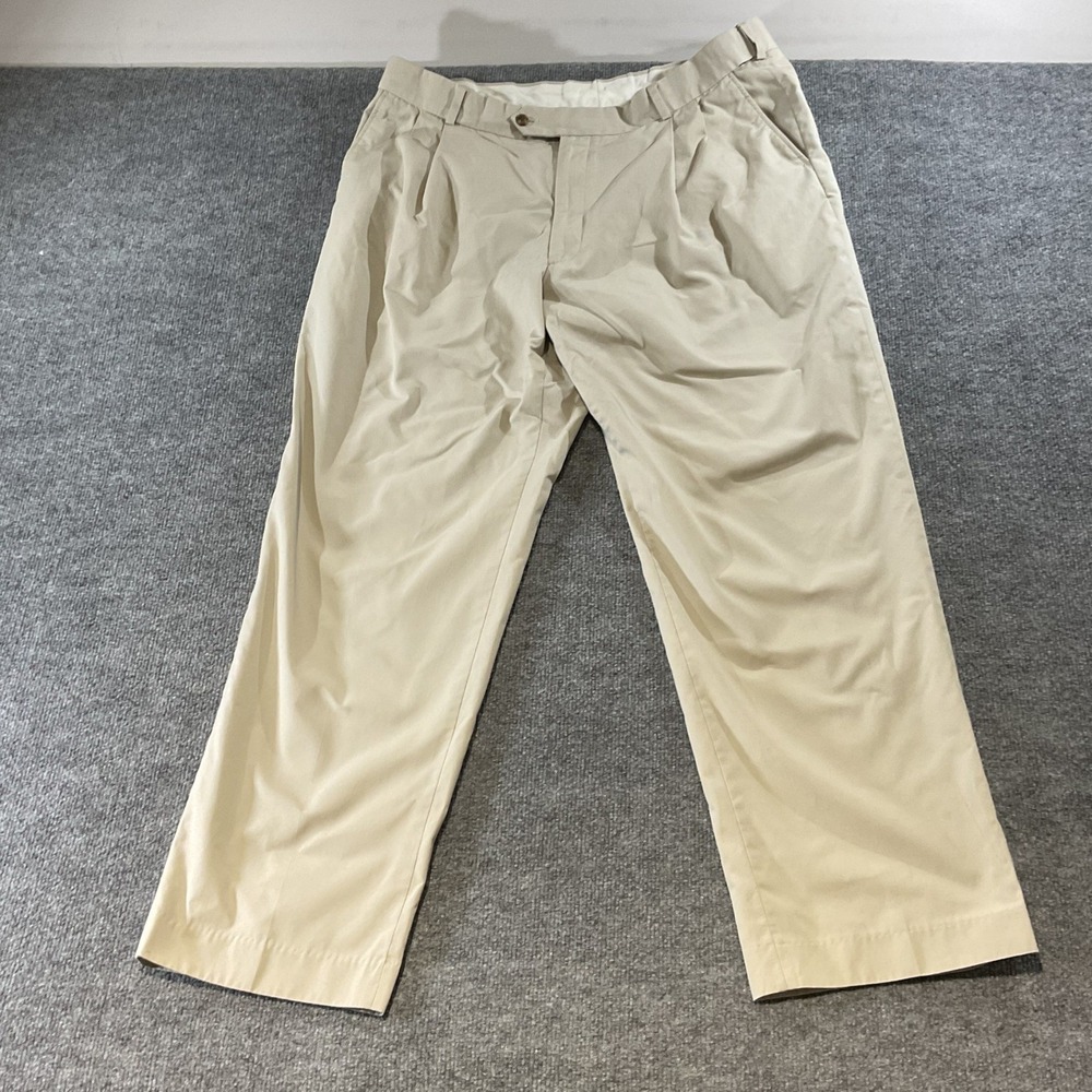 Pendleton Mens 40x30 Khaki Tan Pleated Front Chino Trousers Cotton Blend Pants